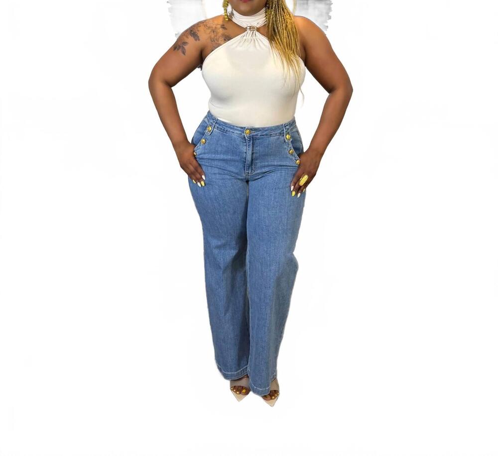 NEW LIZETTE COLLECTION standard wide leg jeans in blue